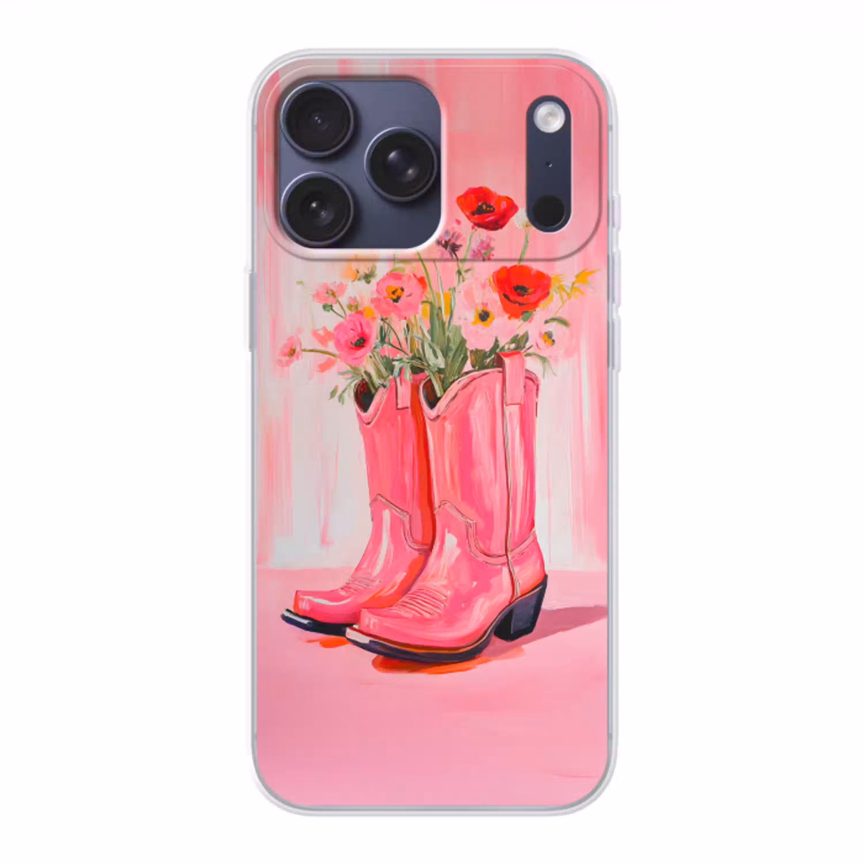 Roze - Bloemen - Cowboy Telefoonhoesje iPhone 17 Pro Max klein -3d