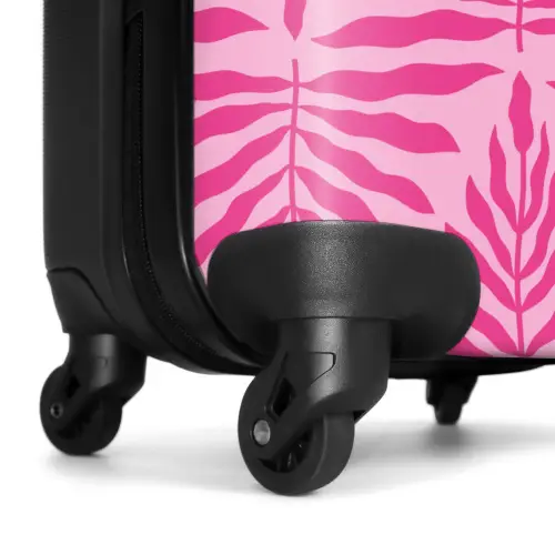Patroon van bladeren in licht- en donkerroze NBS - Handbagage koffer - Kinderen Unisex middel -wiel
