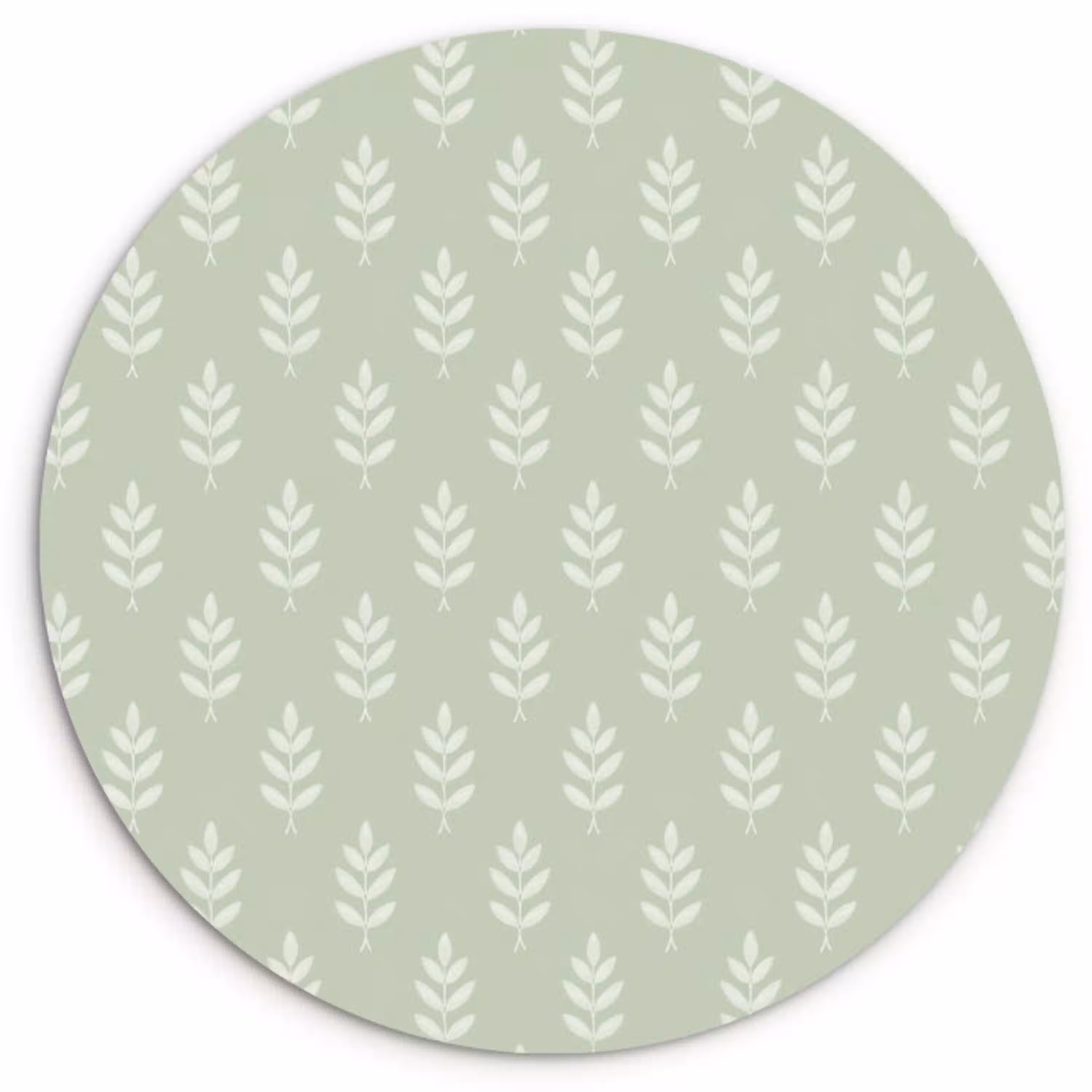 Saliegroen - Botanisch - Takjes - Minimalistisch - Patroon Wandcirkel kunststof plaat 5mm dik klein 188 -3d