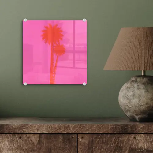 Palmbomen - Modern - Roze plexiglas 5mm klein -sfeer3