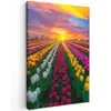 Tulpenveld - Zonsondergang - Kleurrijk Tuinposter op houten frame 2 cm dik klein -3d