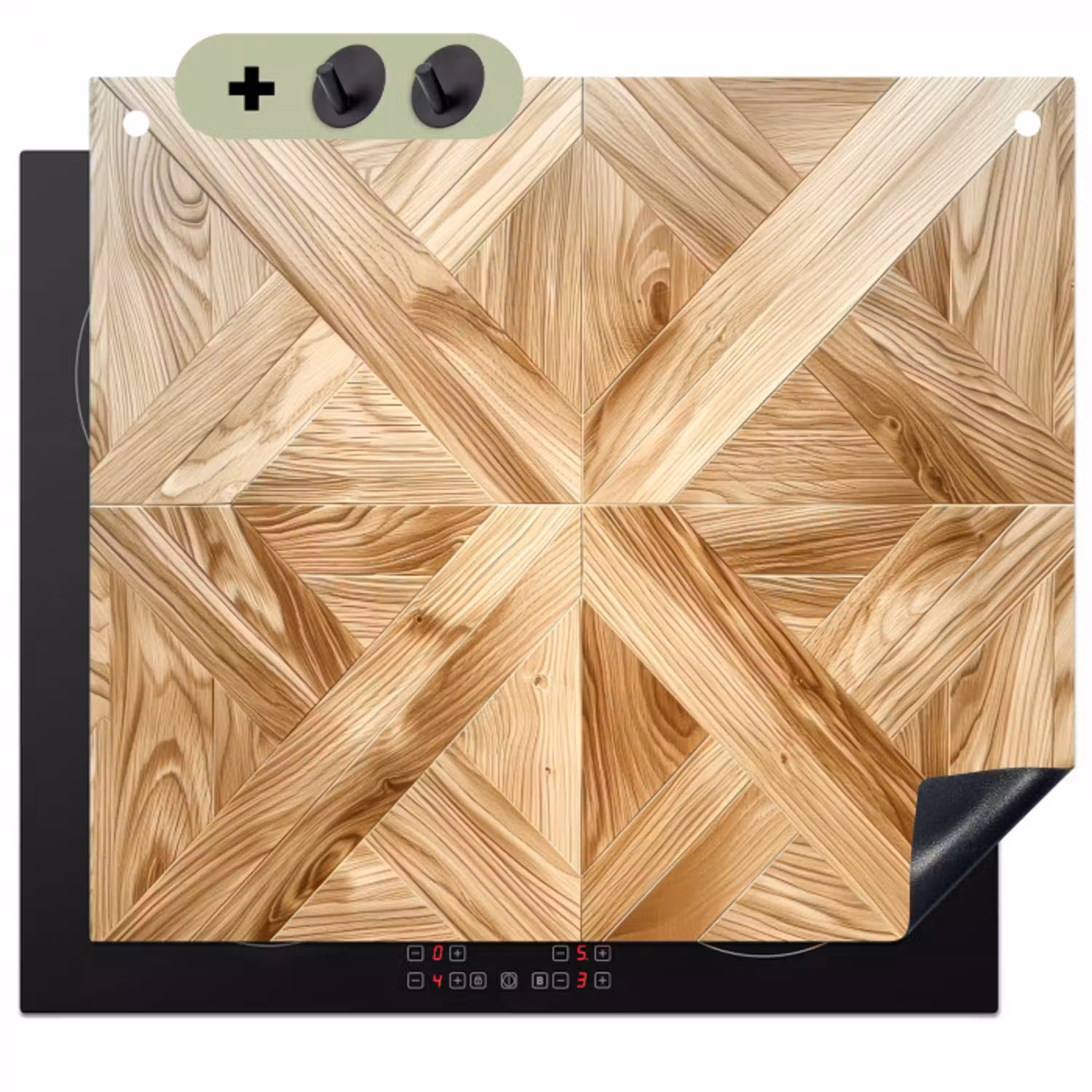 Verschillende Houtnerven in Visgraatpatroon Inductie beschemer met haakjes klein -3d