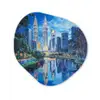 Stad Kuala Lumpur - Skyline - Wolkenkrabbers - Water Wandcirkel Organisch Aluminium middel -3d