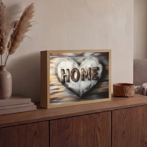 Home - Hart - Houtlook - Liefde Light Box met batterij (Wandlamp) middel -sfeer2
