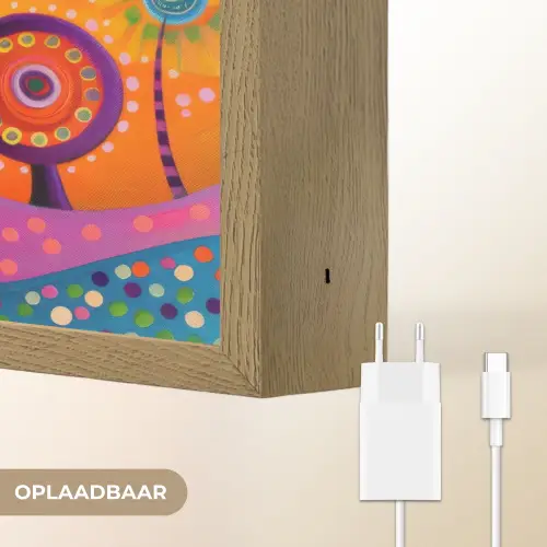 Boom - Levensboom - Abstract - Kleurrijk Light Box met batterij (Wandlamp) middel -USP_websiteoplaadbaarNL