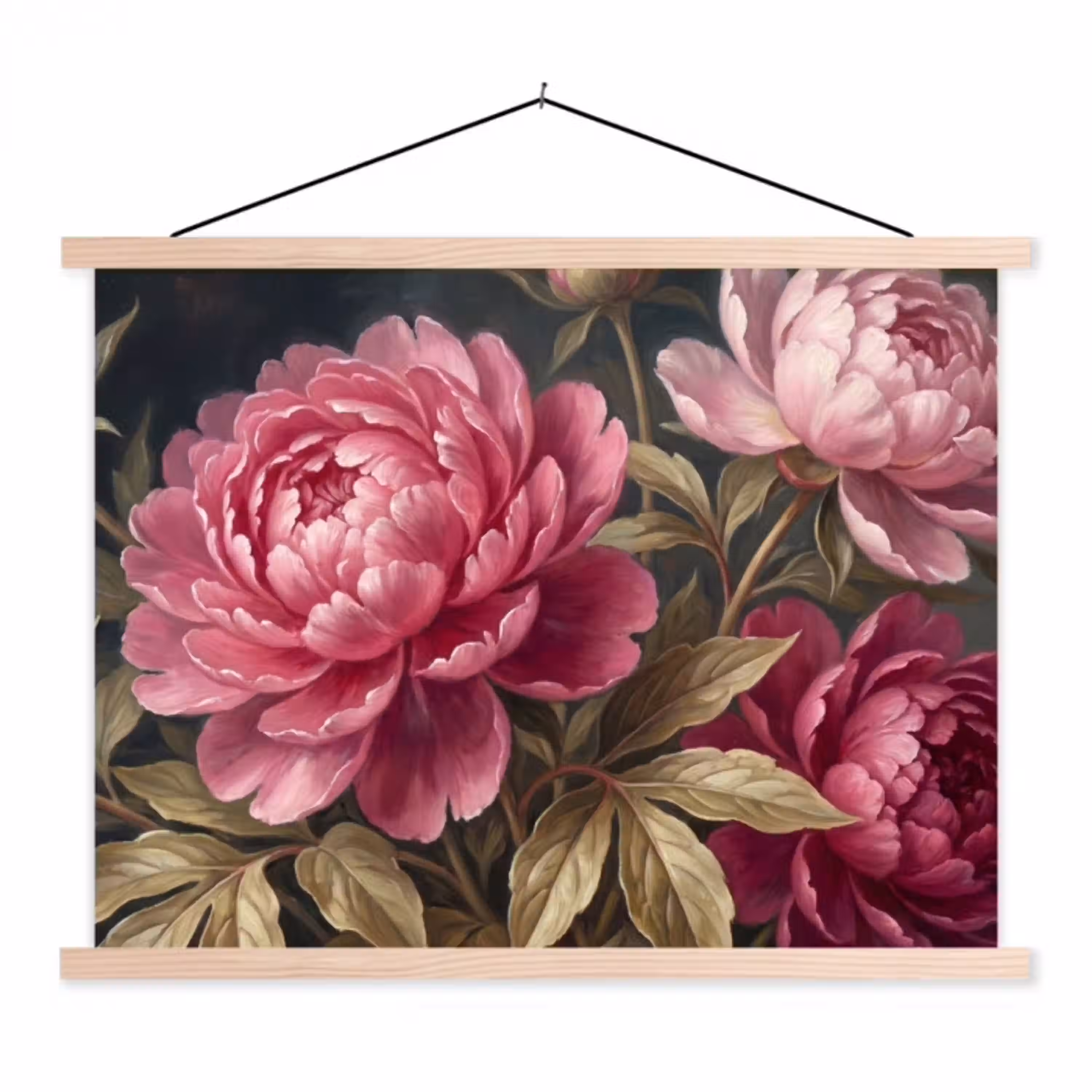 Bloemen - Roze - Klassiek - Natuur textielposter latten blank klein -3d