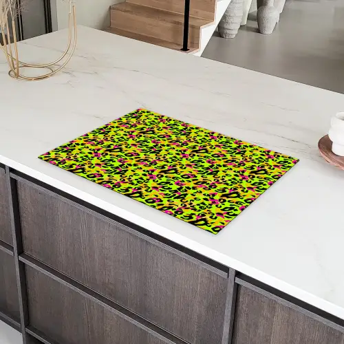 Dieren - Neon - Groen - Panterprint Inductie beschermer vinyl 3mm klein 276 -sfeer8