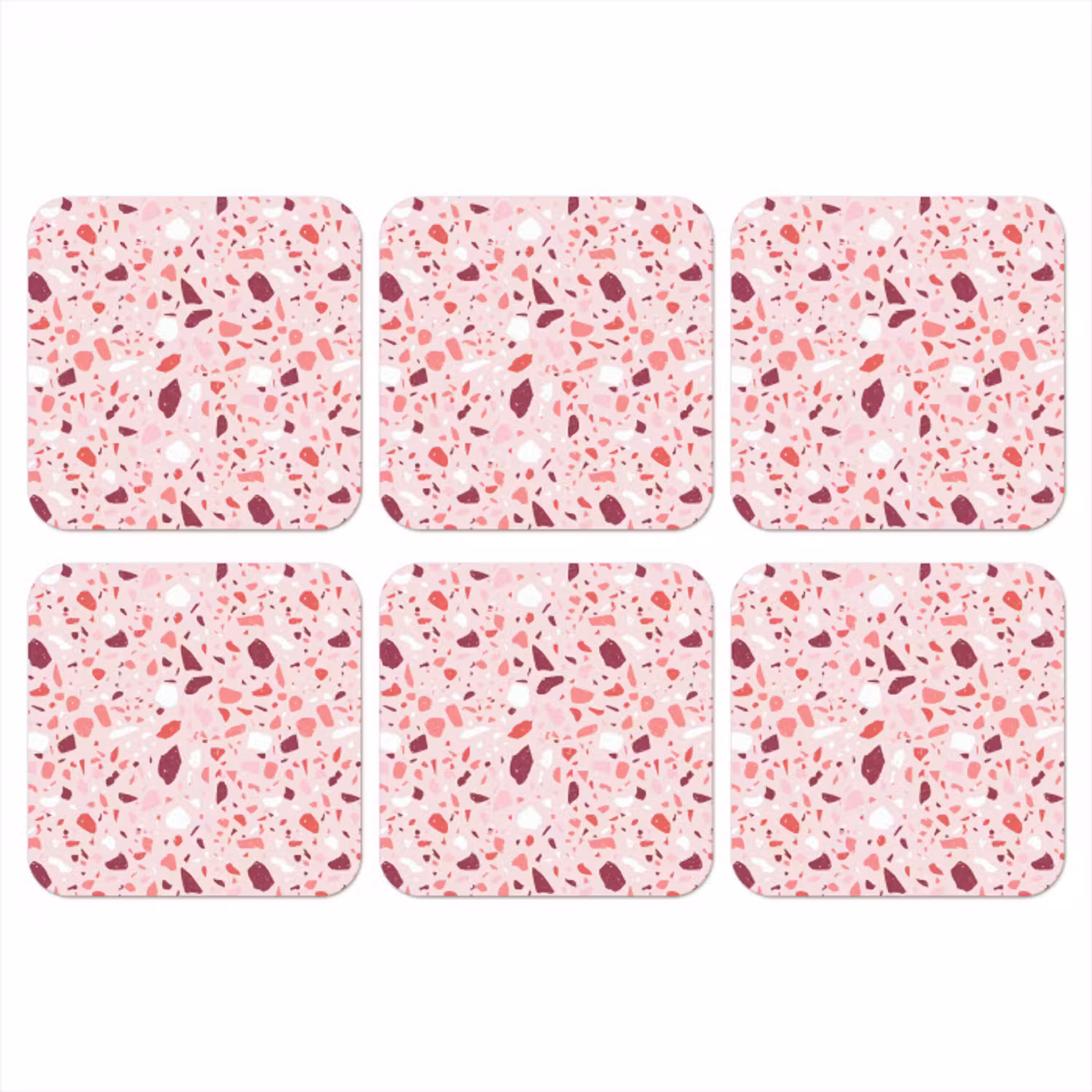 Terrazzo - Patroon - Roze onderzetter kurk middel 366 -3d