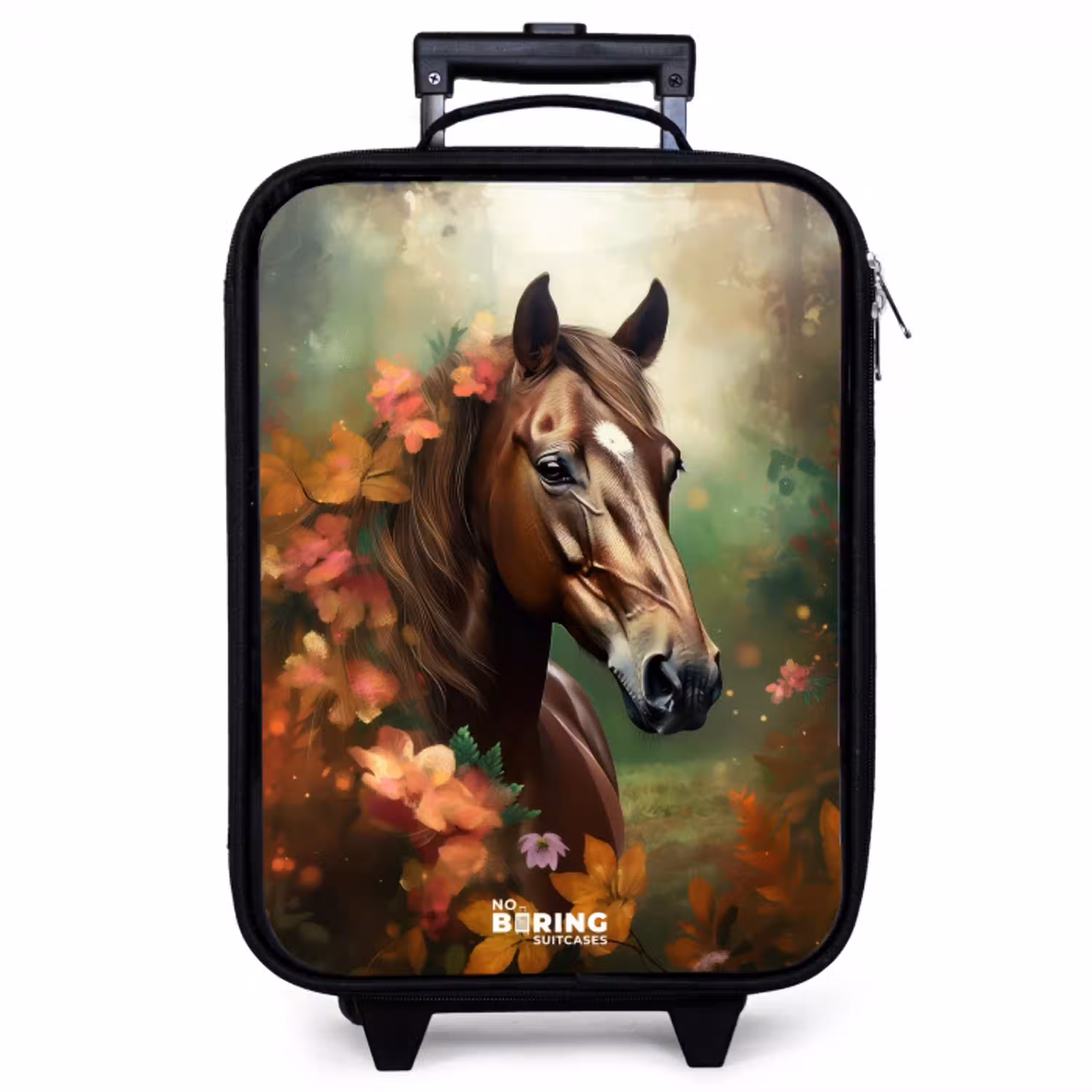 Bruin paard tussen de bloemen Kinderkoffer - Zwart klein -zzz_website3d
