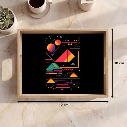 Piramides - Cirkels - Neonkleuren - Geometrisch Dienblad Rechthoek middel -USP_Formaat