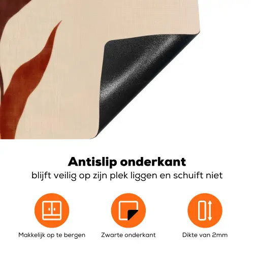 Bloemen - Blaadjes - Minimalistisch - Roze Inductie beschermer vinyl 3mm klein -zzzzzzz-td-onderkant