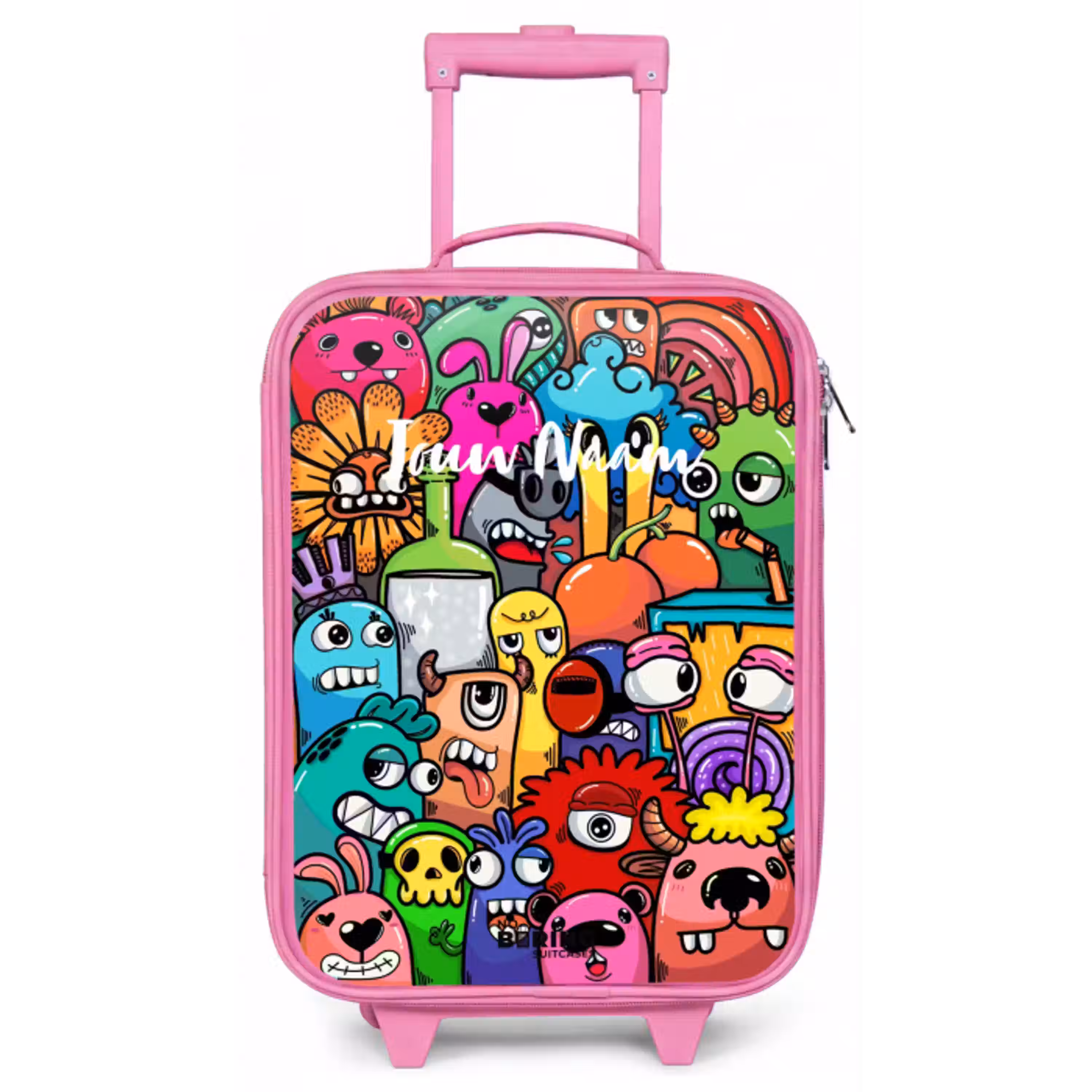 Knallende gekleurde monsters Kinderkoffer - Roze klein -zz3dotto