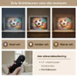 Voetbal - Verf - Kleuren - Zwart - Wit Light Box met batterij (Wandlamp) middel -USP_lichtkleurNL