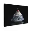 Taart - Slagroom - Kers - Bord - Delfts blauw Tuinposter op houten frame 2 cm dik klein -3d
