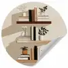 Plankjes - Boeken - Vaasjes - Planten Wandcirkel behangsticker klein -3d
