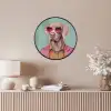 Hond - Overhemd - Bloemen - Bril Fotolijst rond zonder passe partout klein -sfeer3