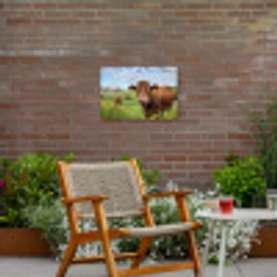Koe - Weide - Bloemen Tuinposter op houten frame 2 cm dik klein -sfeer3