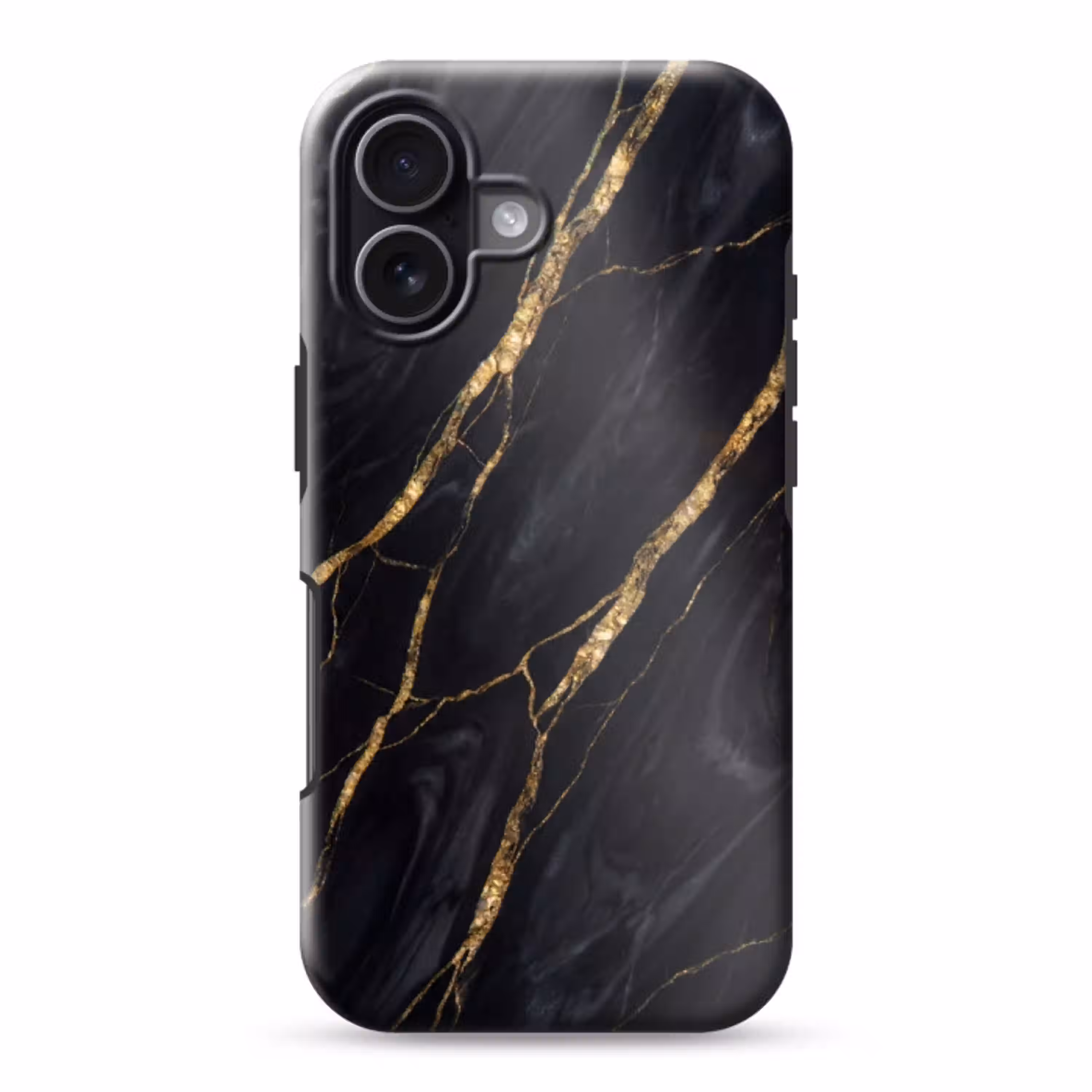 Marmer - Gouden aders - Abstract - Zwart Toughcase MagSafe Apple iPhone 17 klein -3d