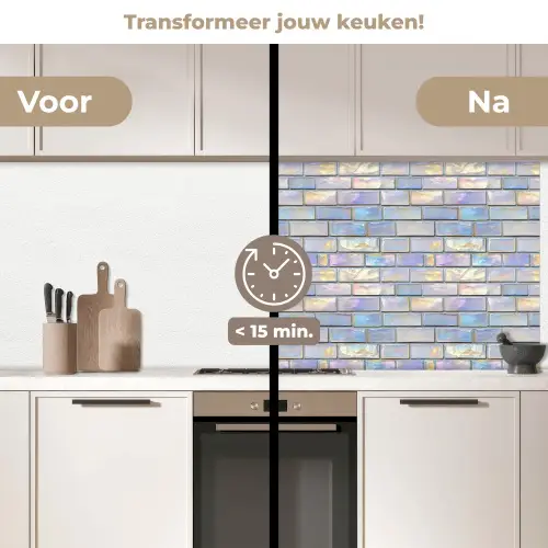 Glans - Muur - Parelmoer keuken achterwand 2 middel 871 -voor-na2_NL