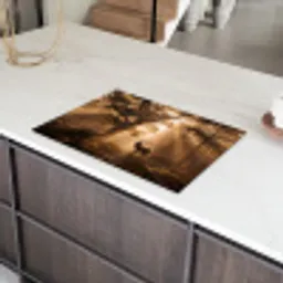 Hert - Bos - Mistig - Natuur - Goud Inductie beschermer vinyl 3mm klein -sfeer8