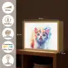 Kat - Portret - Kleuren - Verf - Wit Light Box met batterij (Wandlamp kind) middel -USP_websiteoverzichtNL