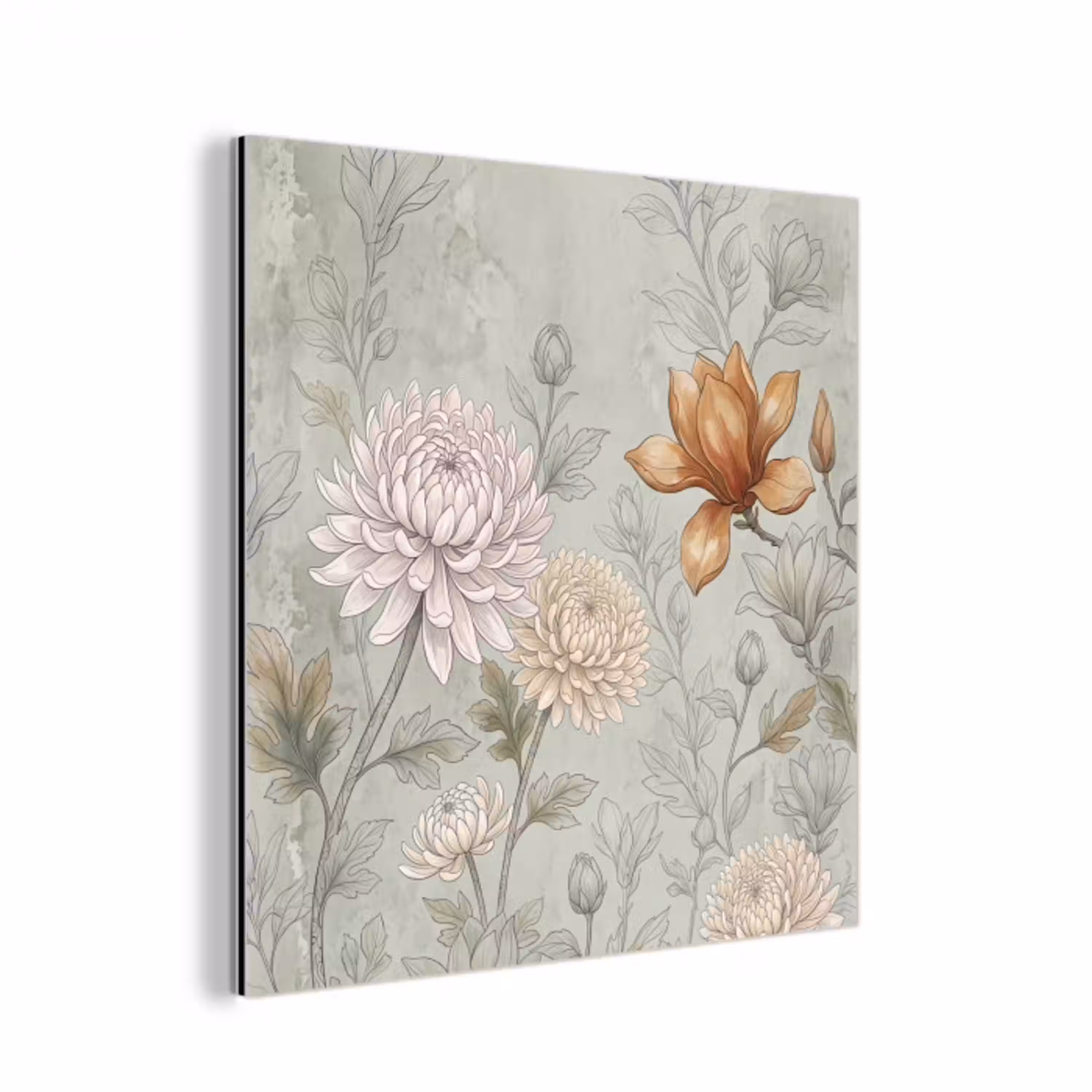 Illustratie - Bloemen - Groen aluminium wit klein -3d