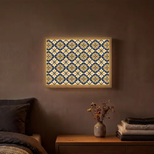 Patroon - Siertegel - Kleurrijk Light Box met batterij (Wandlamp) middel 907 -sfeer4