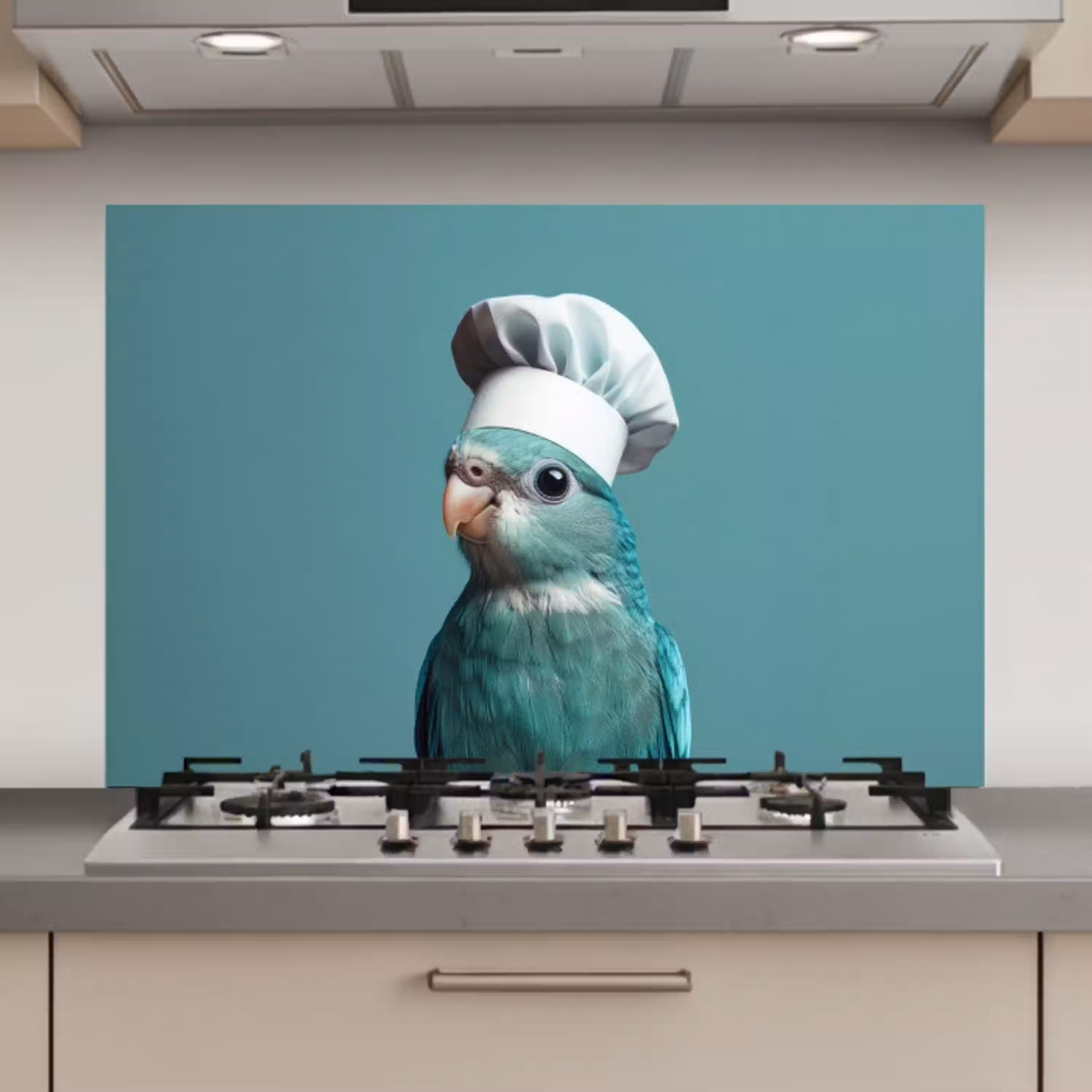 Parkiet - Vogel - Koksmuts - Cute keuken achterwand spatscherm klein -3d_website