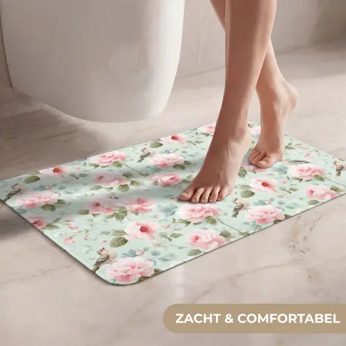 Rozen - Vogels - Pastel - Kleurrijk WCmat klein 1009 -USP_ZachtNL