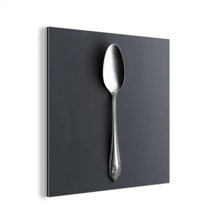 Zilver - Metaal - Lepel aluminium wit klein -3d