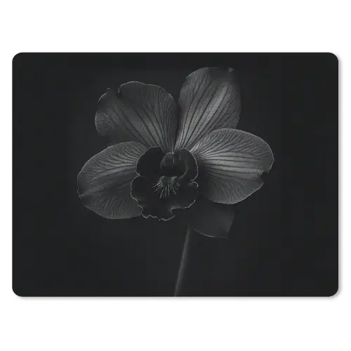 Zwart - Bloem - Orchidee muismat rubber klein -3d