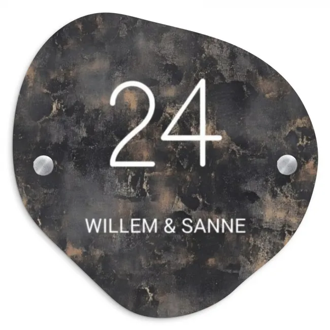 Naambordje voordeur - Organisch - Verweerd metaal - Klassiek