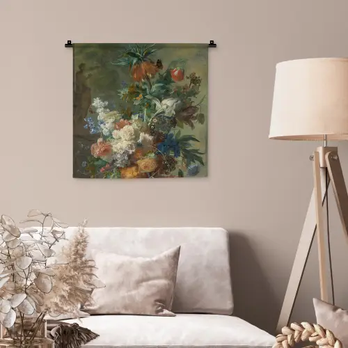 Stilleven met bloemen - Schilderij van Jan van Huysum Wandkleed katoen klein -sfeer4