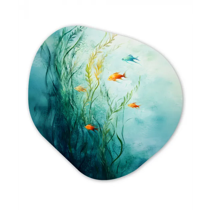 Waterplanten - Vissen - Kleurrijk - Water Wandcirkel Organisch Forex 3mm klein -3d