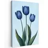 Tulpen - Blauw - Bladeren Tuinposter op houten frame 2 cm dik klein -3d