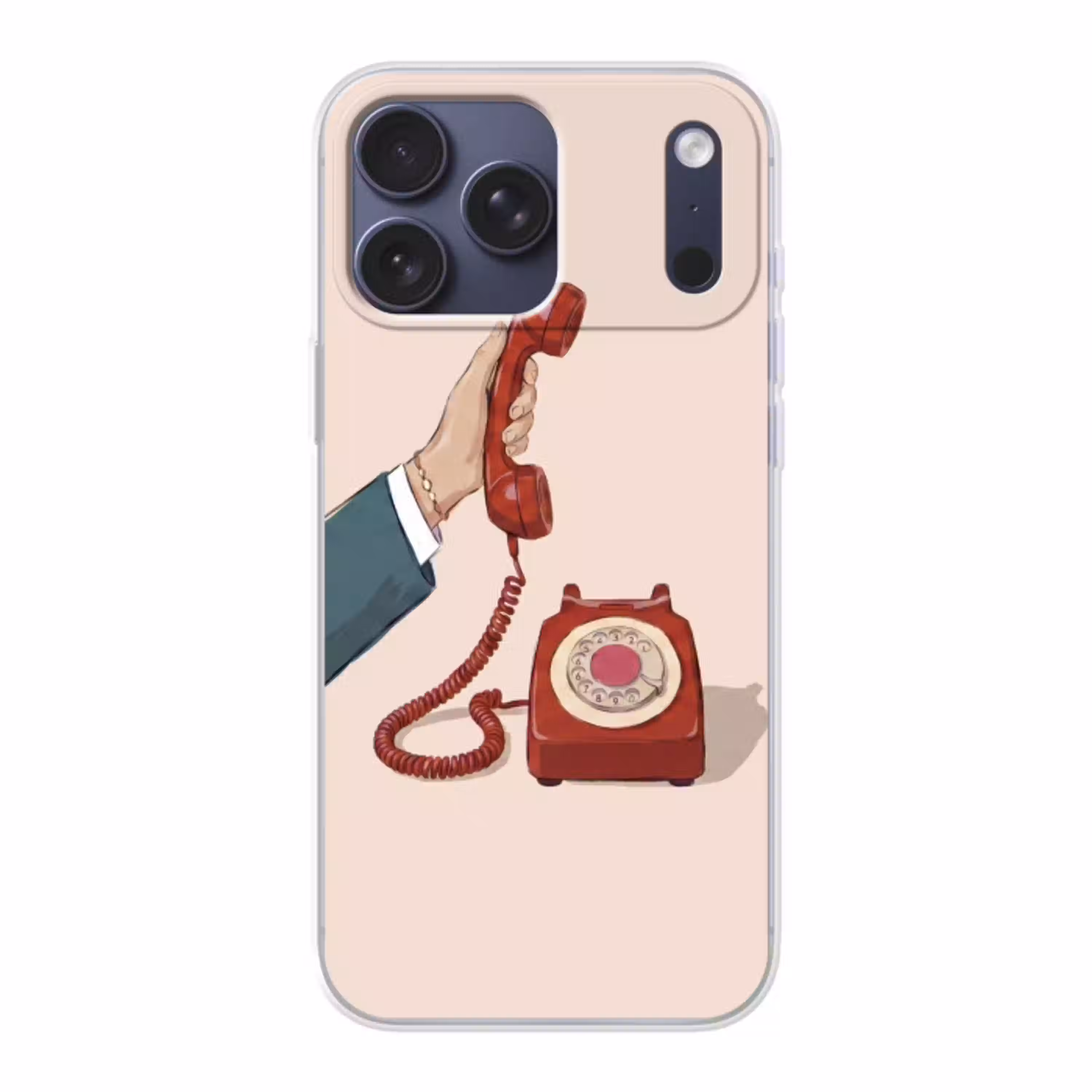 Telefoon - Hand - Vintage - Communicatie - Rood Telefoonhoesje iPhone 17 Pro Max klein -3d