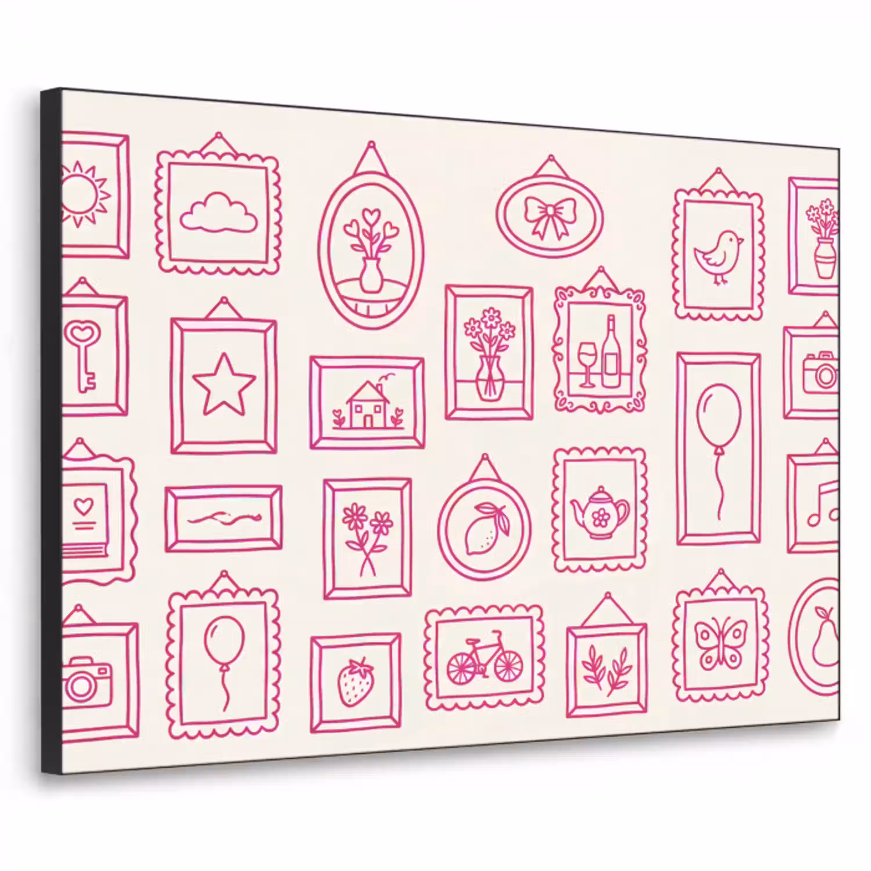 Illustratie - Collectie - Kunst - Minimalistisch - Roze Textielframe zwart klein -3d
