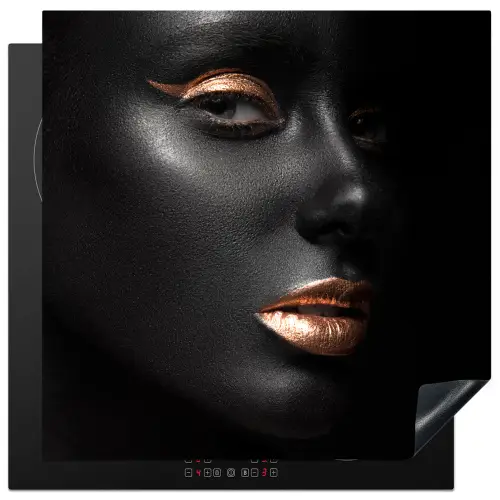 Vrouw - Make-up - Koper - Zwart Inductie beschermer vinyl 3mm middel -3d