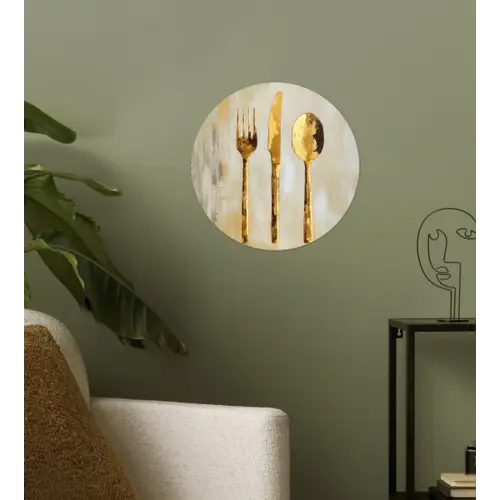 Verf - Goud - Bestek Wandcirkel behangsticker klein -sfeer2