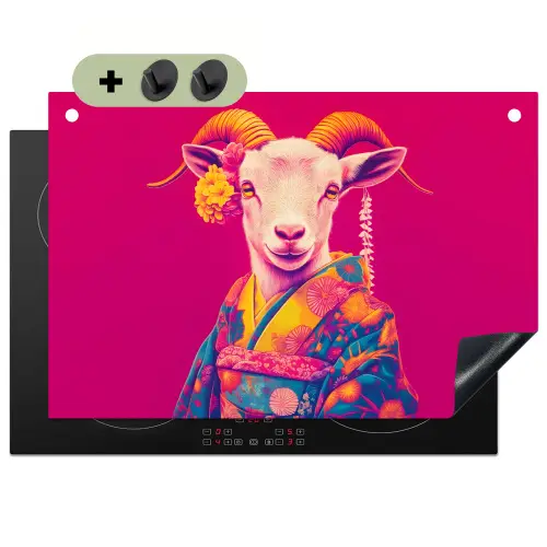Geit - Hoorns - Kimono - Kleurrijk Inductie beschemer met haakjes klein -3d