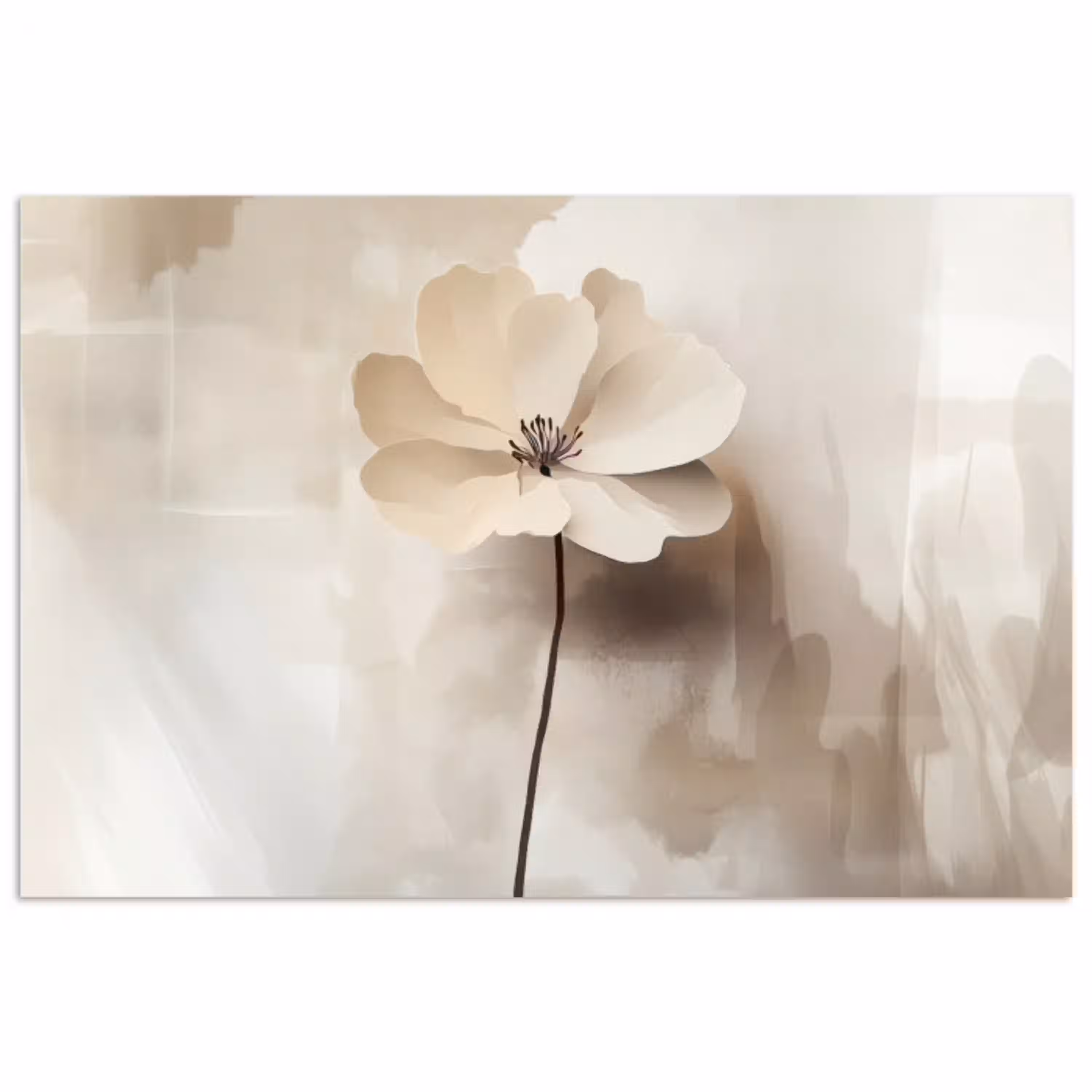 Bloem - Beige - Verf - Schaduw poster papier klein -3d