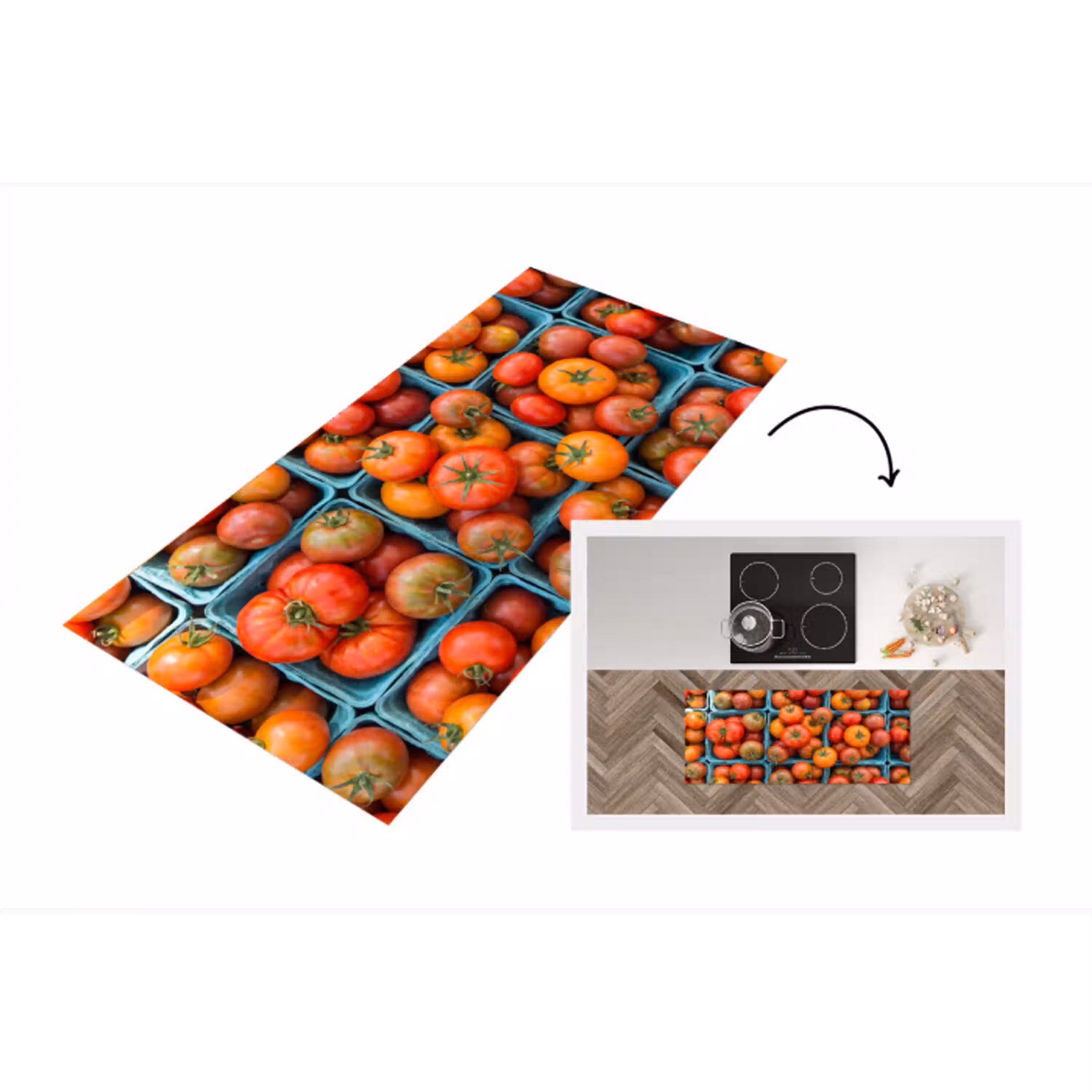Tomaten - Eten - Kleurrijk Keukenloper - keukenmat middel -3d