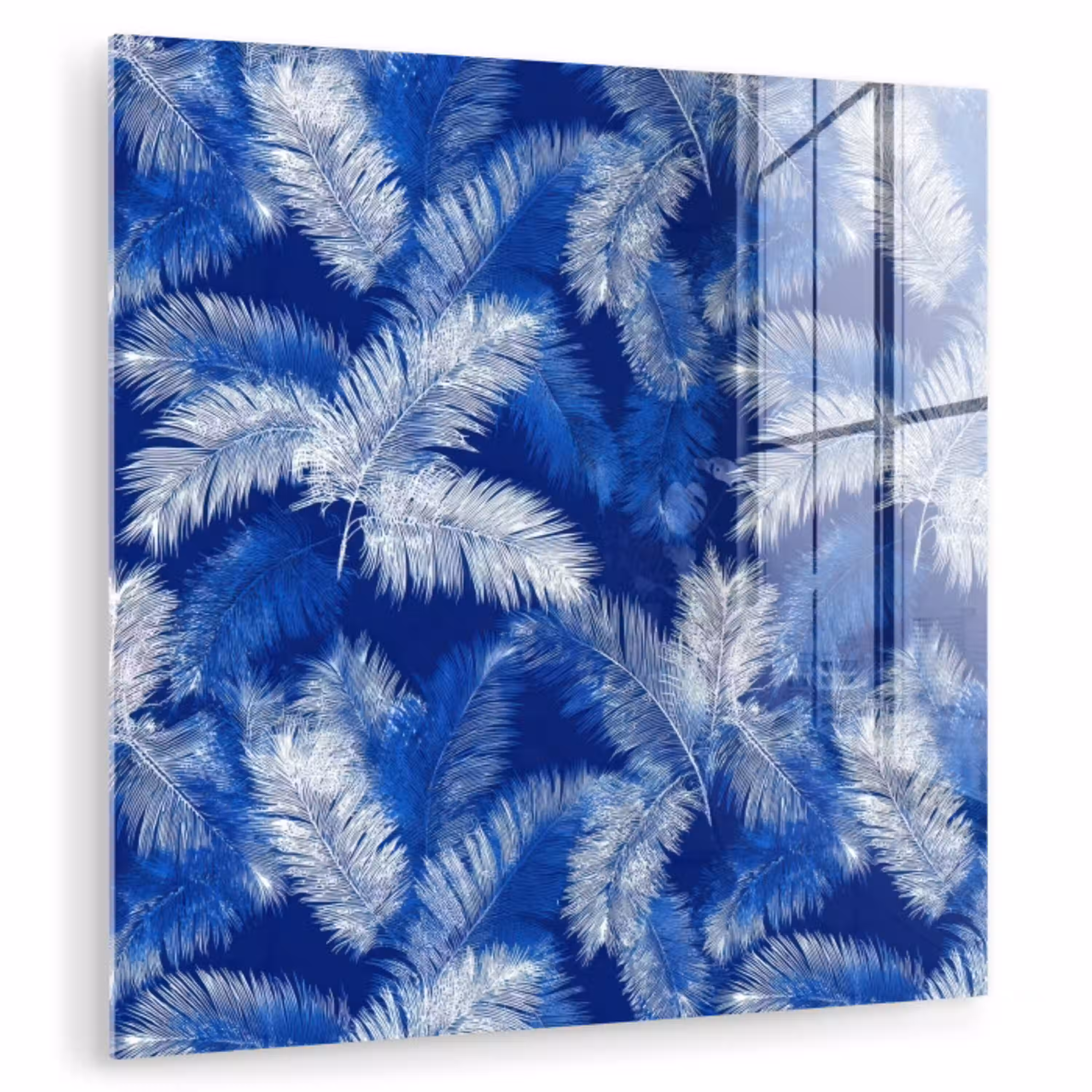Palmblad - Patroon - Blauw plexiglas 5mm klein 11 -zzzproduct_nieuw