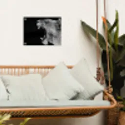 Dieren - Leeuw - Zwart - Wit - Portret tuinposter los doek klein -sfeer7