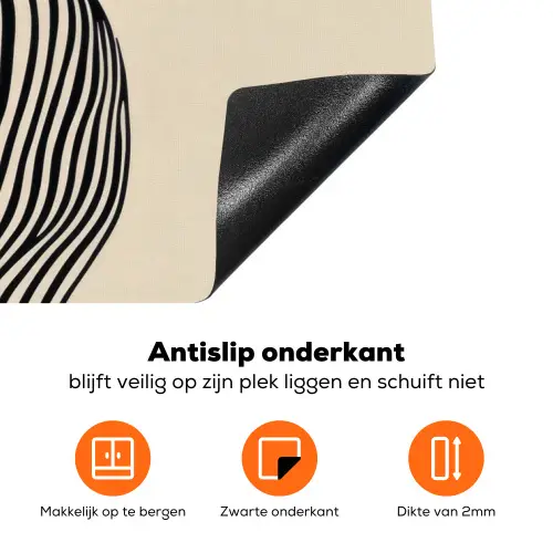 Golvend - Lijnen - Abstract - Silhouet Inductie beschermer vinyl 3mm klein -zzzzzzz-td-onderkant