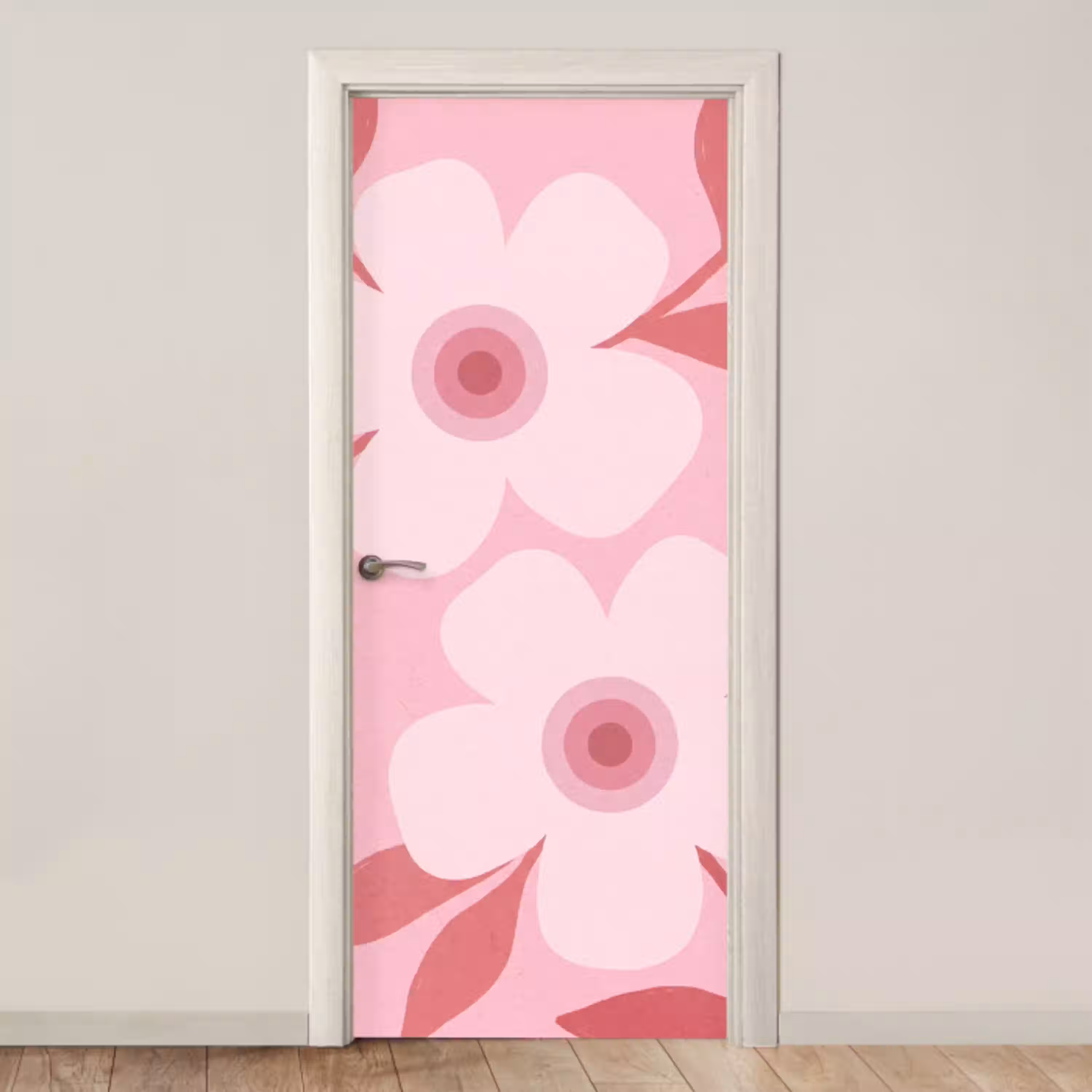 Bloemen - Abstract - Modern - Roze - Natuur deurposter klein -3d_beige