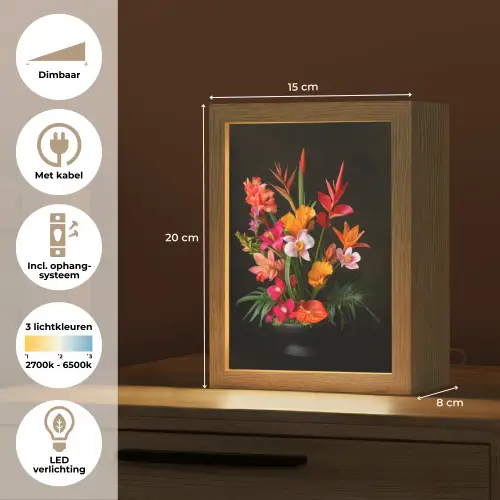 Boeket - Bloemen - Exotisch Light Box met kabel (Tafellamp) klein -USP_NL