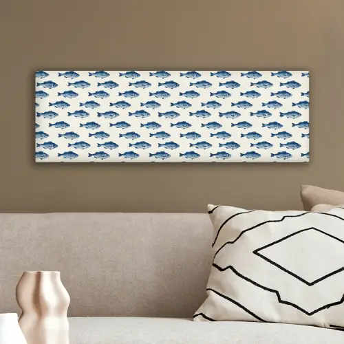 Vis - Patroon - Blauw canvas 2cm klein 828 -sfeer3