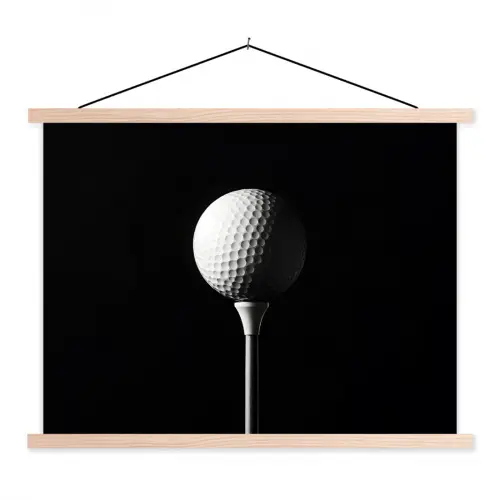 Golfbal - Minimalistisch - Wit textielposter latten blank klein -3d
