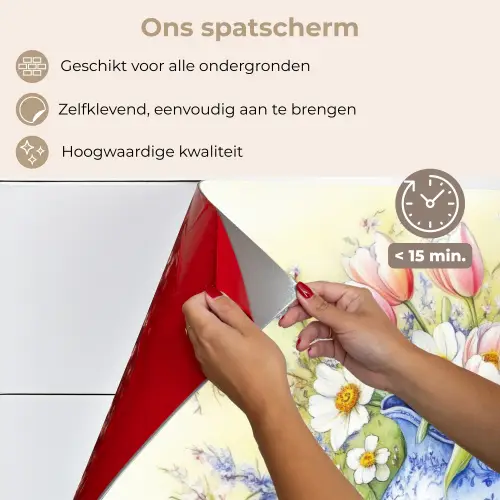 Vaas - Delftsblauw - Madeliefjes keuken achterwand spatscherm klein -spatscherm_NL